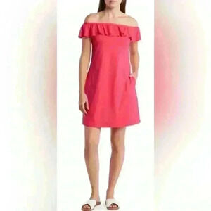 NWT Tommy Bahama Off the Shoulder Spa Dress Coral Coast